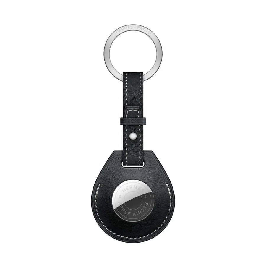 Wiwu Calfskin Leather Key Ring Case For Apple Airtag - Black - Tashqila Wiwu Calfskin Leather Key Ring Case For Apple Airtag - Black - Tashqila
